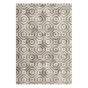 Washable Modern Geometric Rug Non Slip Low Pile Rug Throw Floor Cover Foldable Indoor Carpet for Living Room Bedroom - 1 of 4