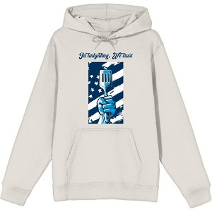 "In Tailgating We Trust" American Flag And Spatula Adult Long Sleeve Hoodie - 1 of 2
