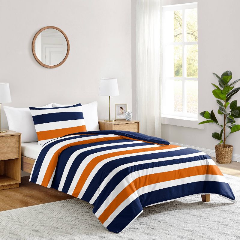 4pc Striped Twin Kids&#39; Comforter Bedding Set Navy and Orange - Sweet Jojo Designs, 3 of 7