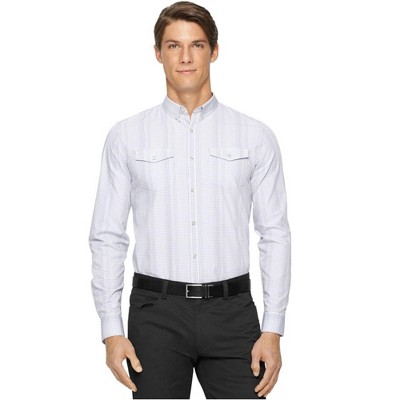 Calvin Klein Mens Gingham Slim Fit Button Up Shirt