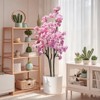 Pink Cherry Blossom Tree in Nursery Pot, Realistic Tall Wishing Tree Fake Cherries Flower, Indoor Outdoor Pink Large Plants - 2 of 4