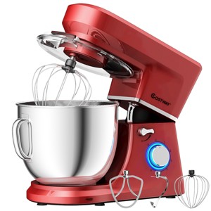 Costway Tilt-Head Stand Mixer 7.5 Qt 6 Speed 660W with Dough Hook, Whisk & Beater Red - 1 of 4