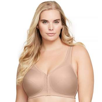 Glamorise Womens MagicLift Front-Closure Posture Back Wirefree Bra 1265 Café