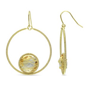 EVERLY JEWELRY | Yellow Plated Sterling Silver 15 CT TGW Citrine Circle Drop Earrings - 1 of 3