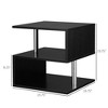 Aghana Digitals 20" Black Modern S-Shaped Accent Table with 3-Tier Storage, Steel Poles & - 3 of 4