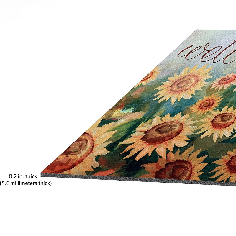 Kate Aurora Montauk Accents Country Farmhouse Sunflowers Welcome Outdoor Rubber Entrance Mat 18x30 - Sunflower Fields, 3 of 5