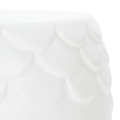 Ivory Concrete Fish Scale Outdoor Accent Stool