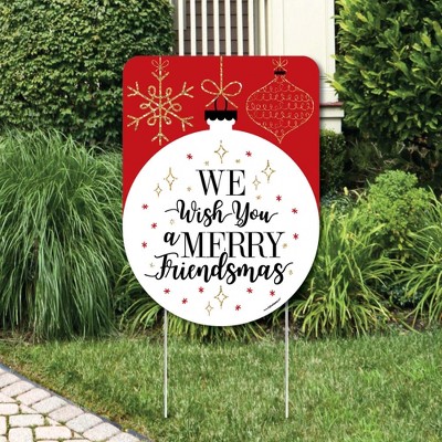 Big Dot of Happiness Red and Gold Friendsmas - Party Decorations - Friends Christmas Party Welcome Yard Sign