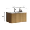Vynxaria 30" Striped Natural Oak Wall-Mounted Bathroom Vanity with White Ceramic Sink, One-Piece Basin, Pre-assembled for Modern Bathrooms - 2 of 4