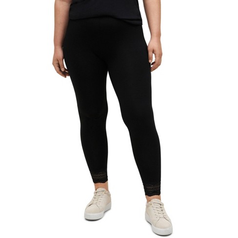 Ellos Women's Plus Size Scallop Lace Hem Leggings - 22/24, Black : Target