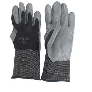 Atlas Unisex Indoor/Outdoor Dipped Gloves Black/Gray M 1 pair - 1 of 1