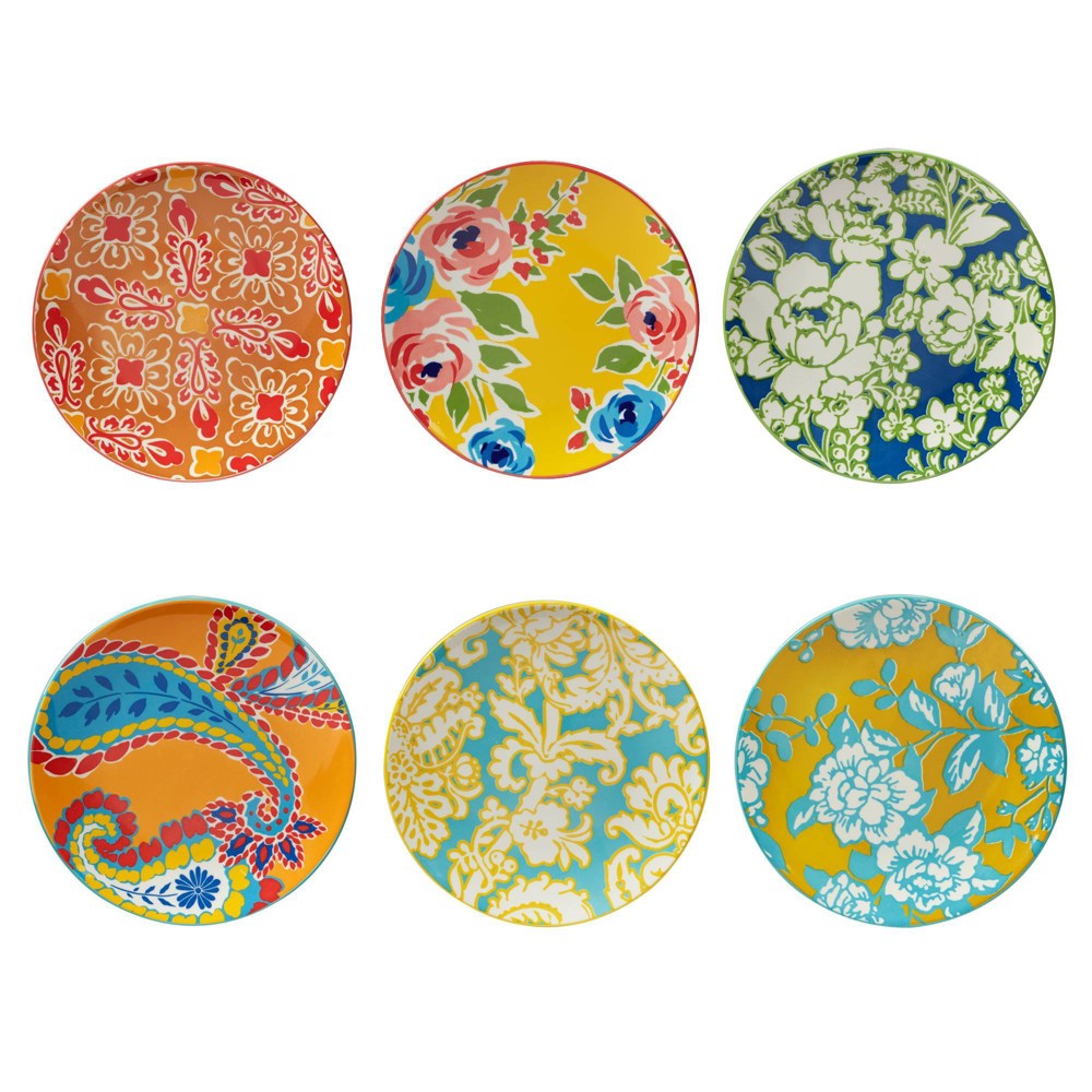 Photos - Other kitchen utensils Certified International Set of 6 Damask Floral Assorted Salad Plates  