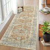 Washable Floral Medallion Living Room Rugs, Distressed Print Retro Accent Bedroom Carpet, Large Low Pile Dining Room Rugs - 2 of 4