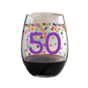 Personalization Mall Confetti Cheers Personalized Birthday Age Stemless Wine Glass, 21 oz - 1 of 1