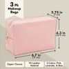 Glamlily 3 Pack Faux Leather Makeup Bag with Zipper, Travel Cosmetic Bags, 3 Pastel Colors - 4 of 4