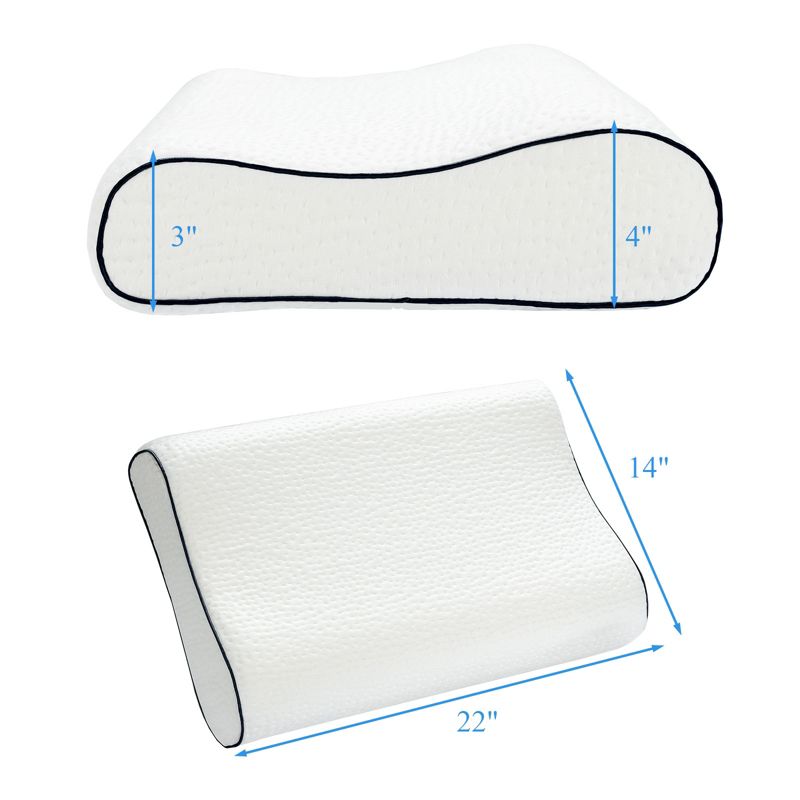 Costway Memory Foam Sleep Pillow Orthopedic Contour Cervical Neck Support White, 4 of 11