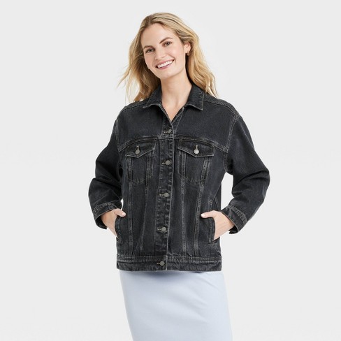 Women's Oversized Denim Trucker Jacket - Wild Fable™ Black Wash 3x