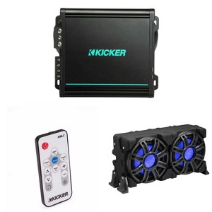 Kicker 51MWLE104 - MWE 10-Inch Loaded Premium Marine Sub Encl w/ Passive Radiator 4ohm & 48KMA8001 Marine Amp Bundle ( Includes LED Remote ) - 1 of 4