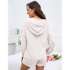 2 Piece Lounge Sets for Women V Neck Lantern Long Sleeve Hooded Top and Drawstring Shorts Sweatsuit Outfits - 4 of 4
