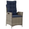 vidaXL 7-Piece Patio Dining Set - Gray Poly Rattan, Powder-Coated Steel Frame, Adjustable Recliners, Navy Cushions, Tempered Glass Tabletop - 3 of 4