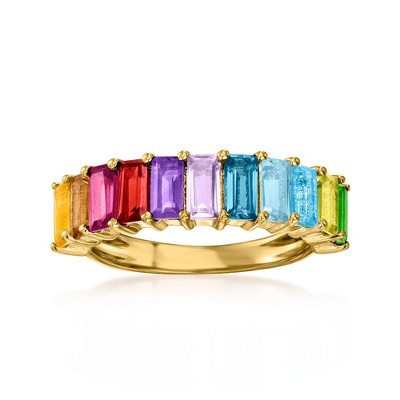 Ross-Simons 2.50 ct. t.w. Multi-Gemstone Baguette Ring in 18kt Gold Over Sterling