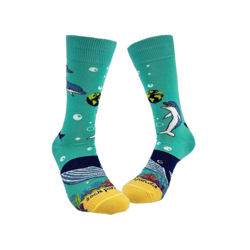 Dolphins and the Earth Socks (Women's Sizes Adult Medium) from the Sock Panda, 4 of 7