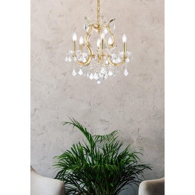 Maria Theresa Gold and Clear Crystal 6-Light Pendant Chandelier