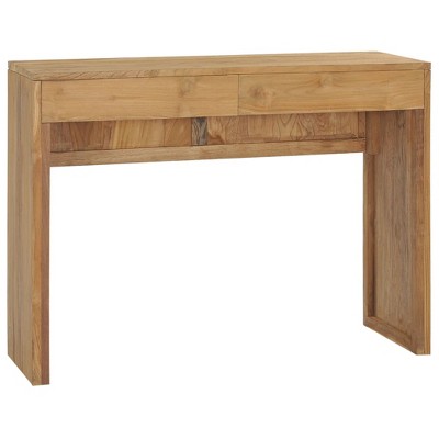 vidaXL Console Table Natural Teak Solid Teak Wood 39.4x13.8x29.5 in