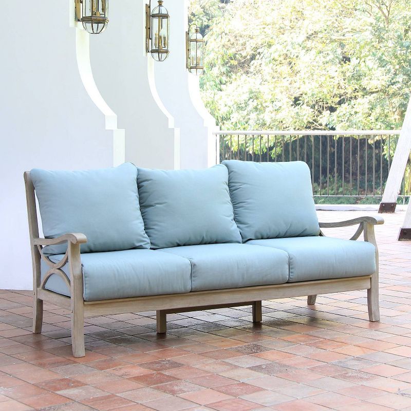Abbington Teak Patio Sofa with Cushion - Cambridge Casual, 4 of 10