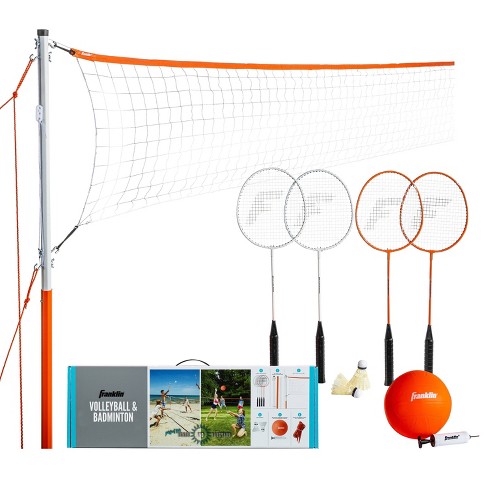  Franklin Sports Volleyball & Badminton Combo Set - Portable  Backyard Volleyball & Badminton Net Set - Volleyball, Rackets & Birdie  Included - Pro : Sports & Outdoors