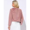INSPIRE CHIC Women's Long Sleeve Open Front Cropped Winter Faux Fur Jacket - 3 of 4
