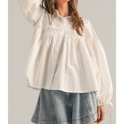 Women's Button Front Tie Sleeve Top - MIOU MUSE