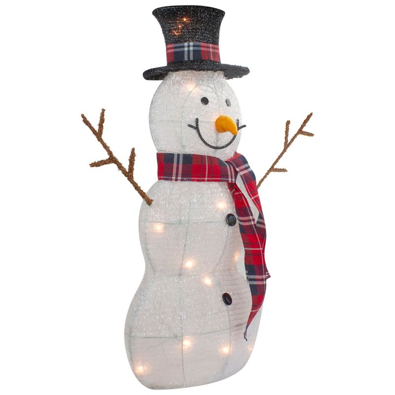 Northlight Set of 2 Lighted Tinsel Snowmen Family Christmas Yard Decorations, 4 of 9