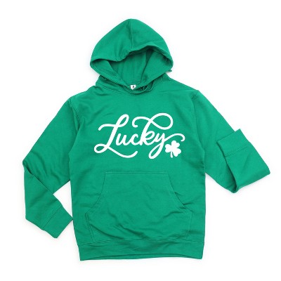 Simply Sage Market Women's Graphic Hoodie Cursive Lucky Clover