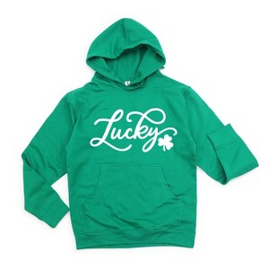 Simply Sage Market Women's Graphic Hoodie Cursive Lucky Clover - 1 of 3