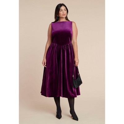 ELOQUII Bubble Hem Velvet Dress