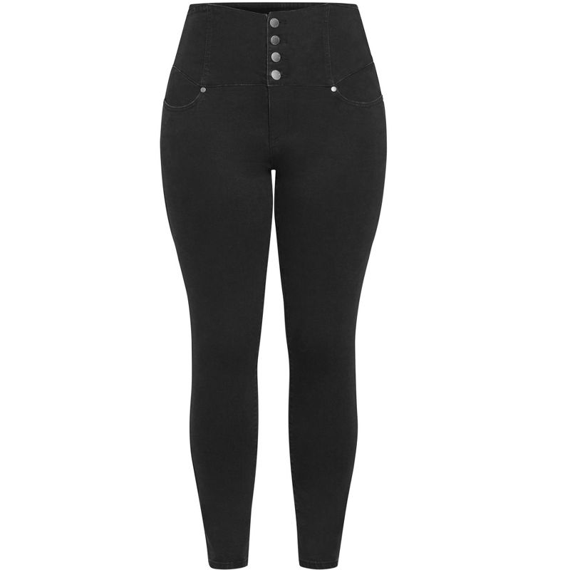 Women's Plus Size Harley Grace Corset Jean - black wash | CITY CHIC, 5 of 8