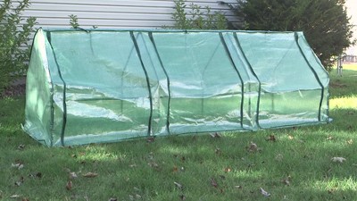 Sunnydaze Green 106" Polyethylene Mini Cloche Greenhouse with Iron Frame