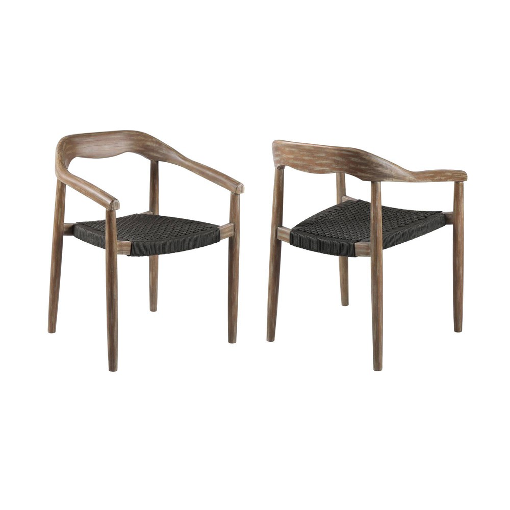 Santo 2pk Indoor/Outdoor Wood Stackable Dining Chairs – Charcoal – Armen Living For Sale