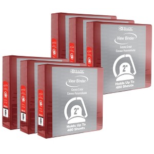 BAZIC Products® Slant D Ring View Binder with 2 Pockets, 2", Burgundy, Pack of 6 - 1 of 2