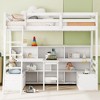 NicBex Twin Loft Bed Wooden Bed Frame with Storage Shelf, Desk, 2 Drawers, 2 Benches, Ladder and Full Length Guardrail, No Box Spring Required, White - 3 of 4