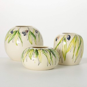 Sullivans 7", 6" & 4" Ceramic Olive Vase Set of 3 - 1 of 3