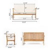 GDFStudio Harvey Outdoor Acacia Wood Bench with Cushions, Brown/Cream - 3 of 4