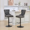 Set of 2 Bar Stools, Modern Upholstered Swivel Counter Stools with Tufted Backrest, Rivet Trim, and 26-33 inch Adjustable Height for Kitchen - 2 of 4