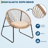 3 Piece Patio Bistro Set, Outdoor Acapulco Chairs with Thick Cushions & Tempered Glass Side Table - 2 of 4