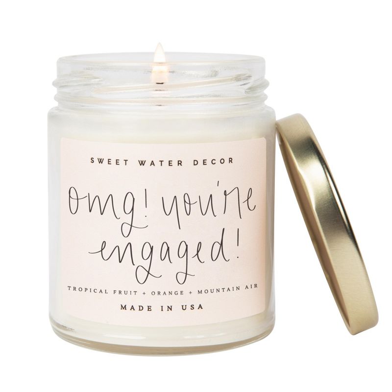 Sweet Water Decor Omg! You're Engaged 9oz Clear Jar Soy Candle, 1 of 5