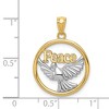 Black Bow Jewelry 14k Yellow Gold & White Rhodium 18mm Round Peace Dove Pendant - 4 of 4
