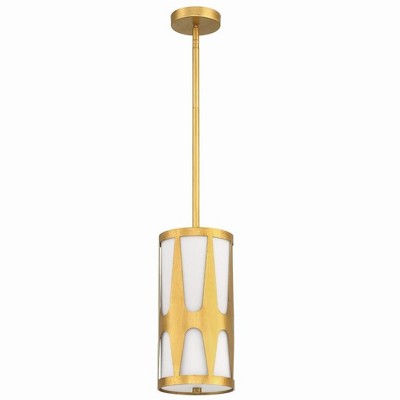 Antique Gold Pendant Light with White Glass Shade