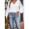 Fashionable V-Neck Lace Hollow Long Sleeve Top Shirt Business Casual Blouse - 4 of 4