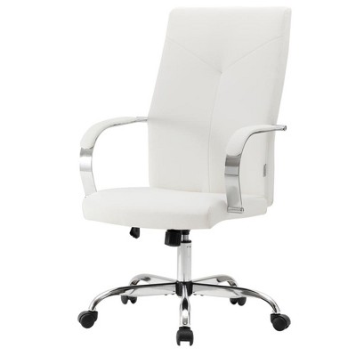 White High-Back Leather Executive Swivel Office Chair